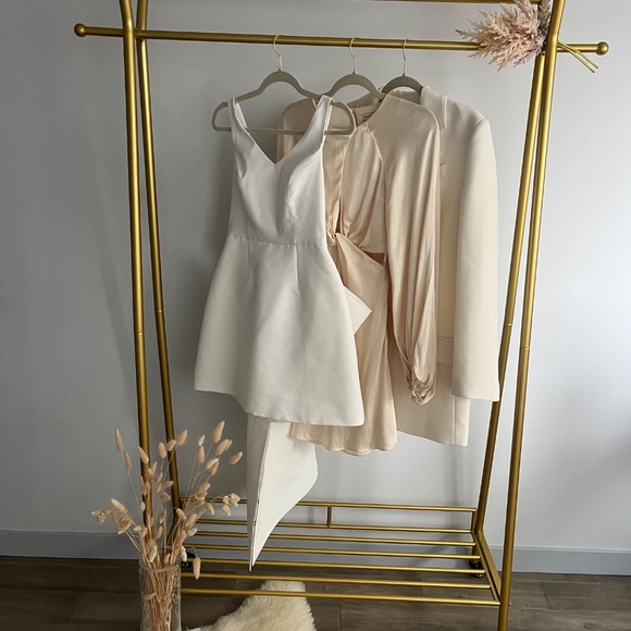 Sachin & Babi Gwyneth Mini Dress – Detachable Bow, Ivory Satin, Worn Once - Picture 6 of 12